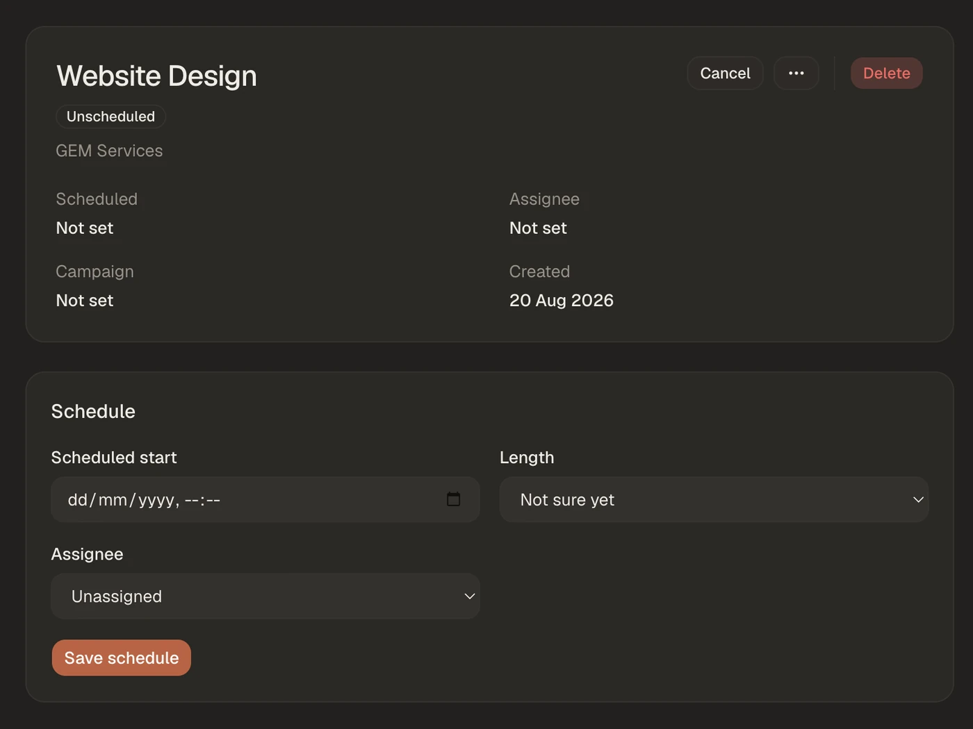 A single BSK View job record with quote, booking and certificate history in one view.